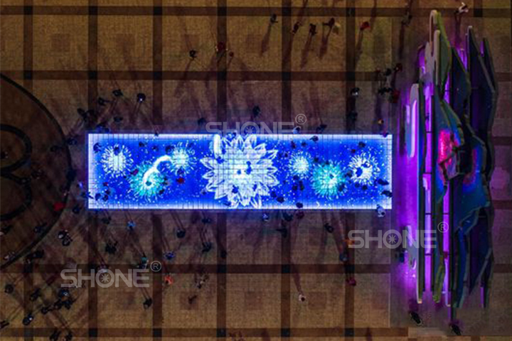 渭南主城区广场 - 视频互动感应发光砖 - 先朗照明