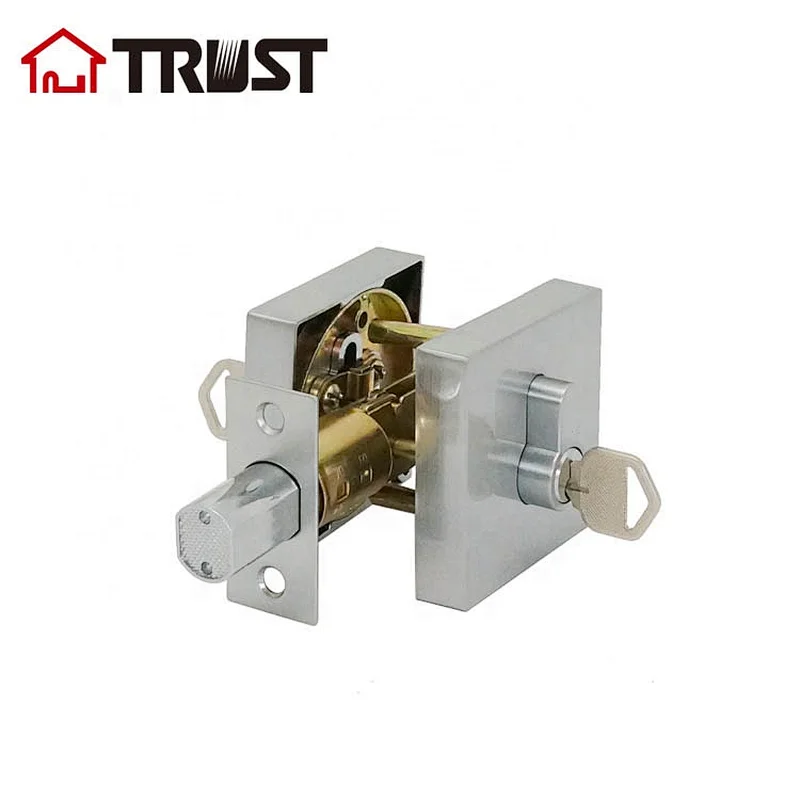 TRUST 7362-SC Low Profile Square Contemporary Deadbolt  In Polished Chrome by KW Keyway