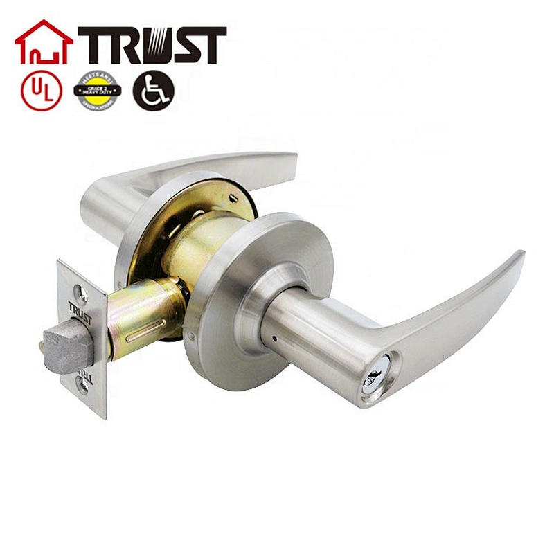 TRUST 4481-SN Heavy Duty US15 Grade 2 Commercial  Office Door Keyed Lever Lockset, ADA, Satin Nickel Finish