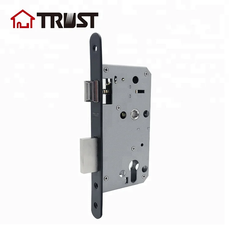 TRUST TH003-BL-7255-A65KT Black Finish Door Lever Handle Lockset With Mortise Lock 7255 and Key-Turn Cylinder