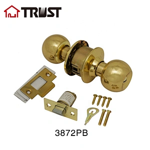 华信3872-PB 304不锈钢球锁 美标筒式球形锁室内房门浴室通道门锁