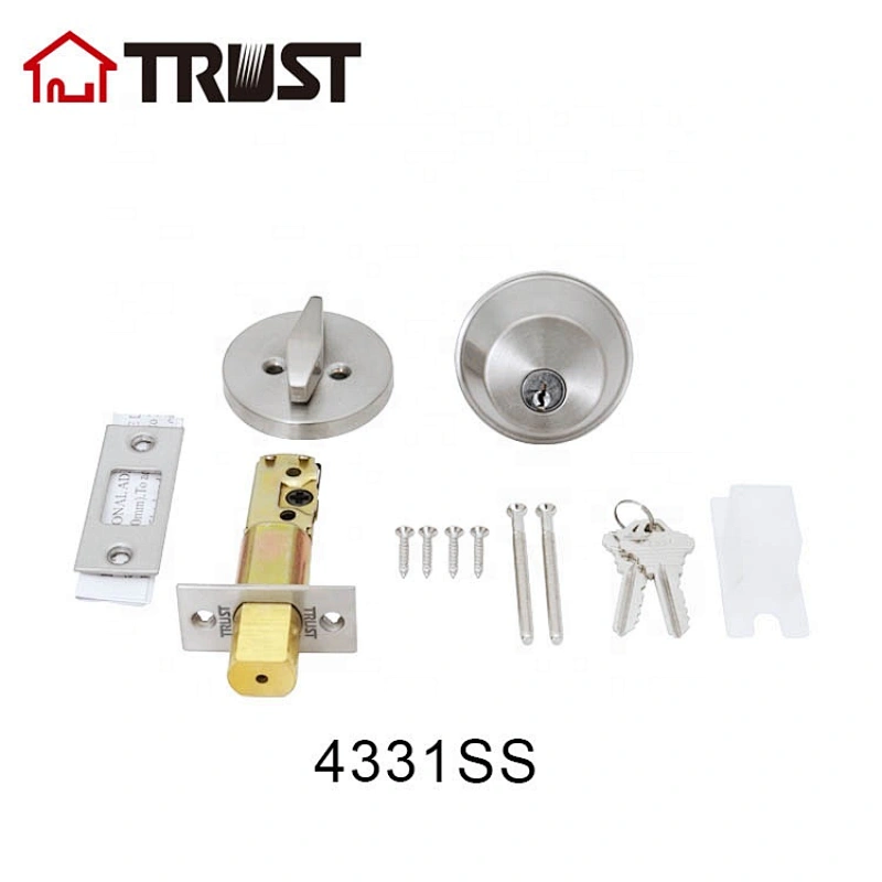 TRUST 4331-SS KD Heavy-Duty ANSI Grade 2 Commercial Single 6-Pin Cylinder Deadbolt lock, Fire Rated, 304SS US32D