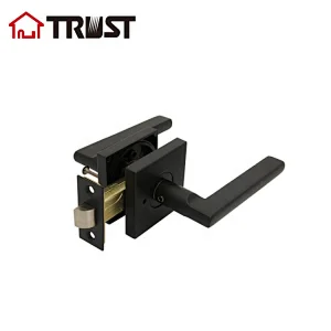 TRUST ZH036S-BK-MB Black Door Knobs Privacy Function Without Keys, Bedroom Bathroom Door Knobs Interior for Left or Right Handed Doors, Modern Door Levers