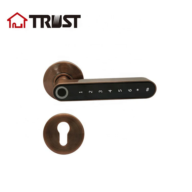 TRUST9402-AC Smart Lock Fingerprint Door Lock, Keypad Deadbolt Lock Keyless Entry Door Lock Deadbolt, Front Door Lock with Key, Fingerprint Lock for Door, Antique Copper