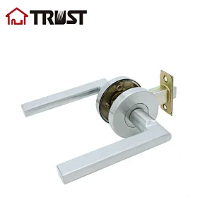 ZH036-PS-SC Passage Round Door Lever/Door Handle Hall or Closet Lever in Satin Chrome Finish,Adjustable Latch Backset fits Either 2-3/8 inch or 2-3/4 inch