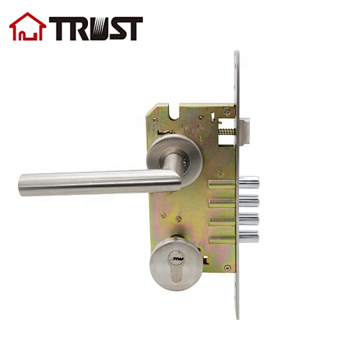 TRUST TH003-SS+8560-B70KTSN-KH02 door handle lever stainless steel 304 with mortise lock and cylinder
