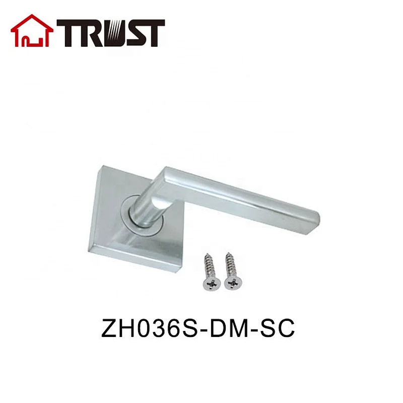 TRUST ZH036 S-DM-SC Square Dummy Door Levers Satin Chrome, Heavy Duty Door Lock Hardware,One-Side