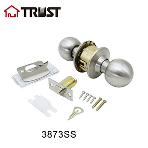 TRUST 3873-SS Interior Door Passage Cylinder Stainless Steel Easy Installation Round Knob Door Lock