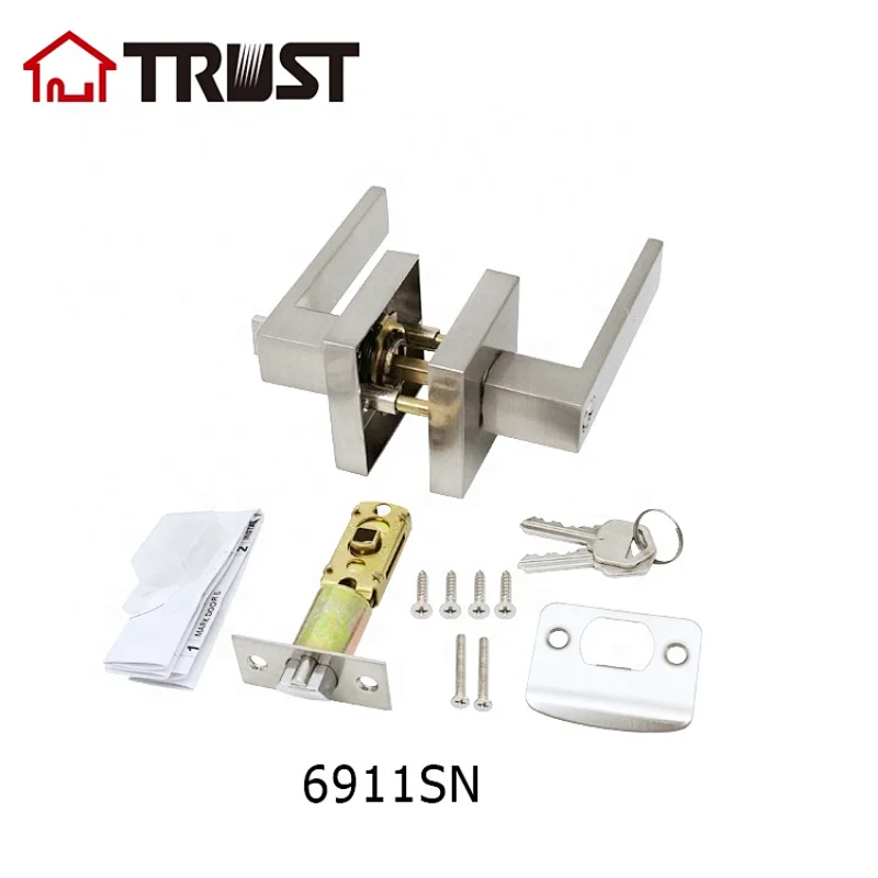 TRUST 6911-SN Original factory interior door security lock entrance handle set handles black in low price