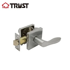 Hall/Closet Lever Handle Lock Satin Chrome Finish--Heavy Duty Door Lock Handle in Silver for Passage Door,ZH028S PS -SC