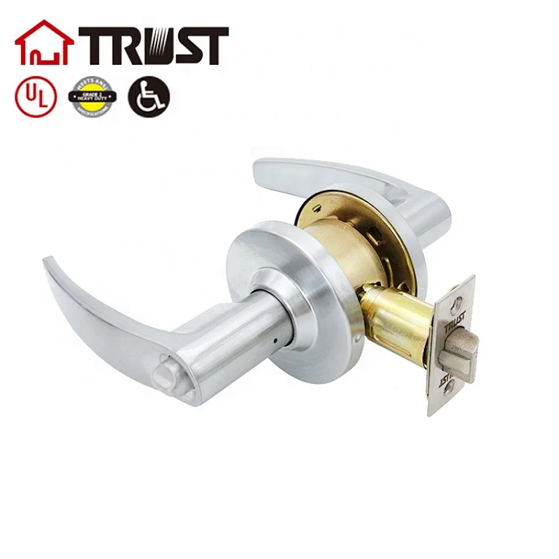 TRUST 4411-SC Heavy Duty Grade 2 Commercial Cylindrical Entrance Lever in Satin Chrome