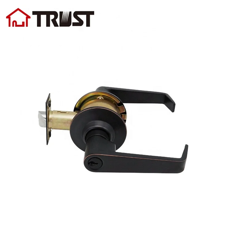 TRUST 3431-RB Cylindrical Black Door Handle Lever ANSI Grade 3 Lever Lock