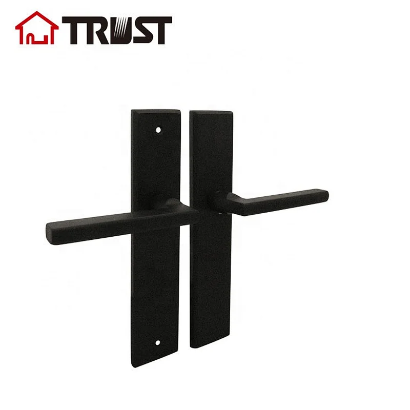 TRUST TP20-TH032BS  Black Square Plate Door Lock With Handle For Wooden Door
