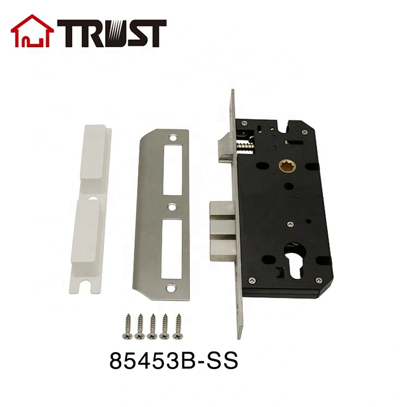 华信8545-3B-SS-ET 欧标锁体3方舌304不锈钢衬板斜舌房门家用锁具