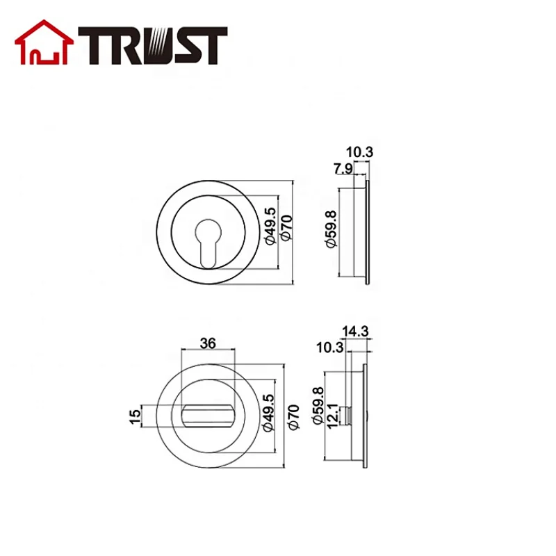 TRUST SD03-70EUSS Euro Hole Concealed Sliding Door Handle