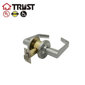 TRUST 4473-SC Heavy Duty Designer Commercial Lever Door Lock (Passage, Satin Chrome) , Grade 2 Industrial Door Handle