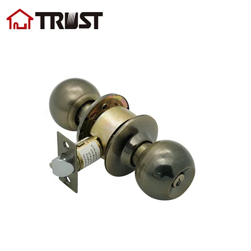 TRUST 3871-AB ANSI Grade 3 Cylindrical residential Entrance Ball Knob Lockset Door Lock