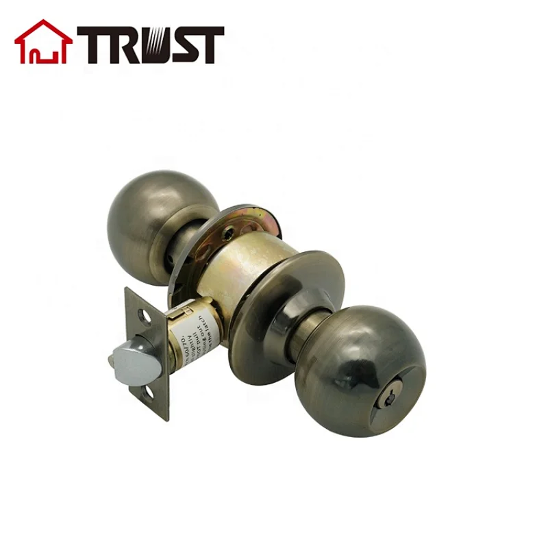 TRUST 3871-AB ANSI Grade 3 Cylindrical residential Entrance Ball Knob Lockset Door Lock