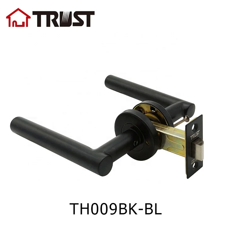 TRUST TH009-BK-BL Black Stainless Steel Door Lever Handle For Bathroom