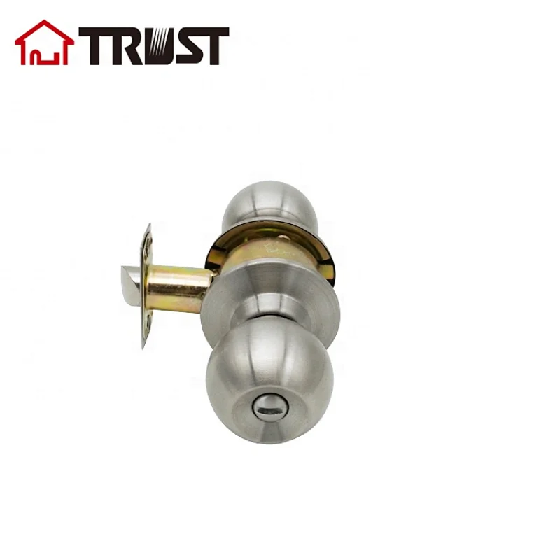 TRUST 3872-SS Grade 3 SS304 Privacy Cylindrical Knob Lock With Keys For Bathroom Room