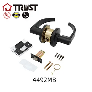 TRUST 4492-MB  Zinc Alloy Lever Handle ANSI Grade 2 Commercial Lever Door Lock Black Door Lock