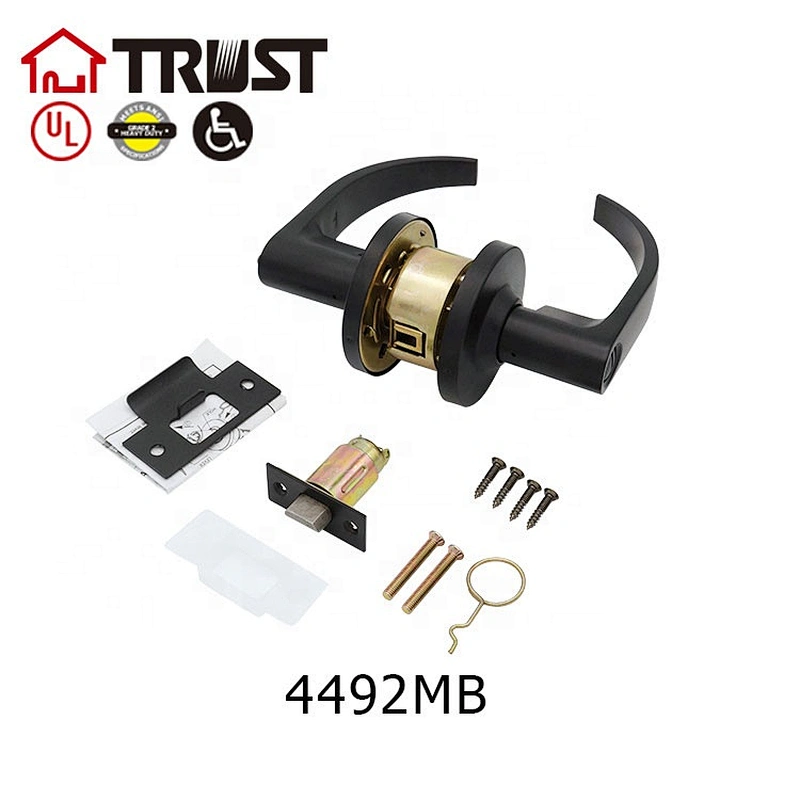 TRUST 4492-MB  Zinc Alloy Lever Handle ANSI Grade 2 Commercial Lever Door Lock Black Door Lock