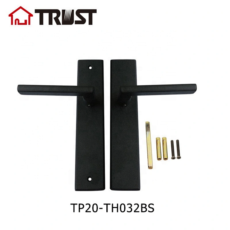 TRUST TP20-TH032BS  Black Square Plate Door Lock With Handle For Wooden Door