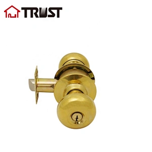 TRUST 3351-PB  Cylindrical Knob Lock  ANSI Grade 3 Entry Door Lock For Wooden Door