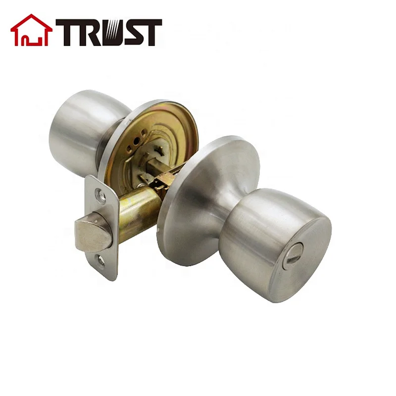 TRUST 6112-SS ANSI Grade 3 Tubular  Door Lock Bathroom Satin Nickel Knob Lock