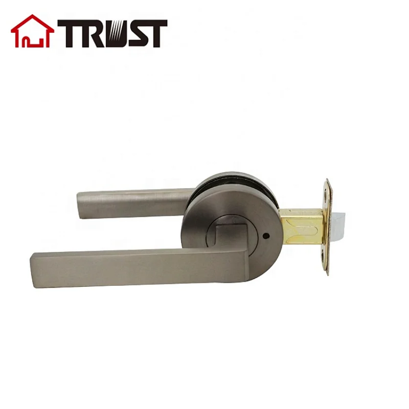 TRUST ZH038-BK-SBN Door Handle Lever with Modern Contemporary Slim Round Design for Privacy in SBN
