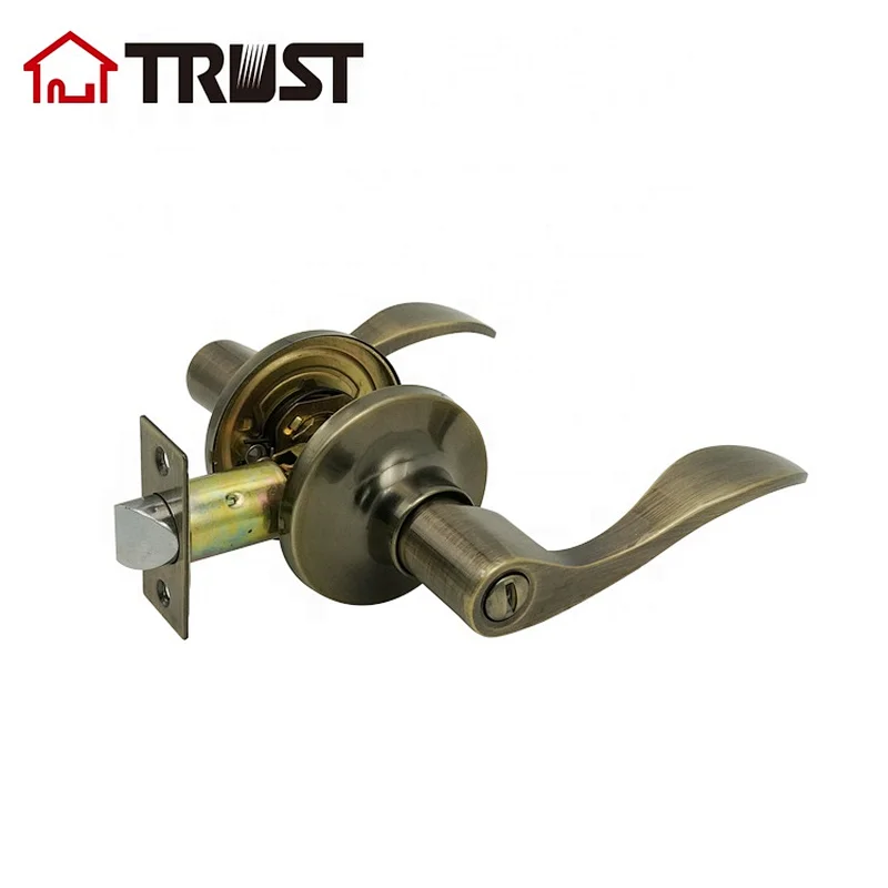 TRUST 6462-AB ANSI Grade 3 Tubular Lever Lock Bathroom Function In Antique Brass Finish