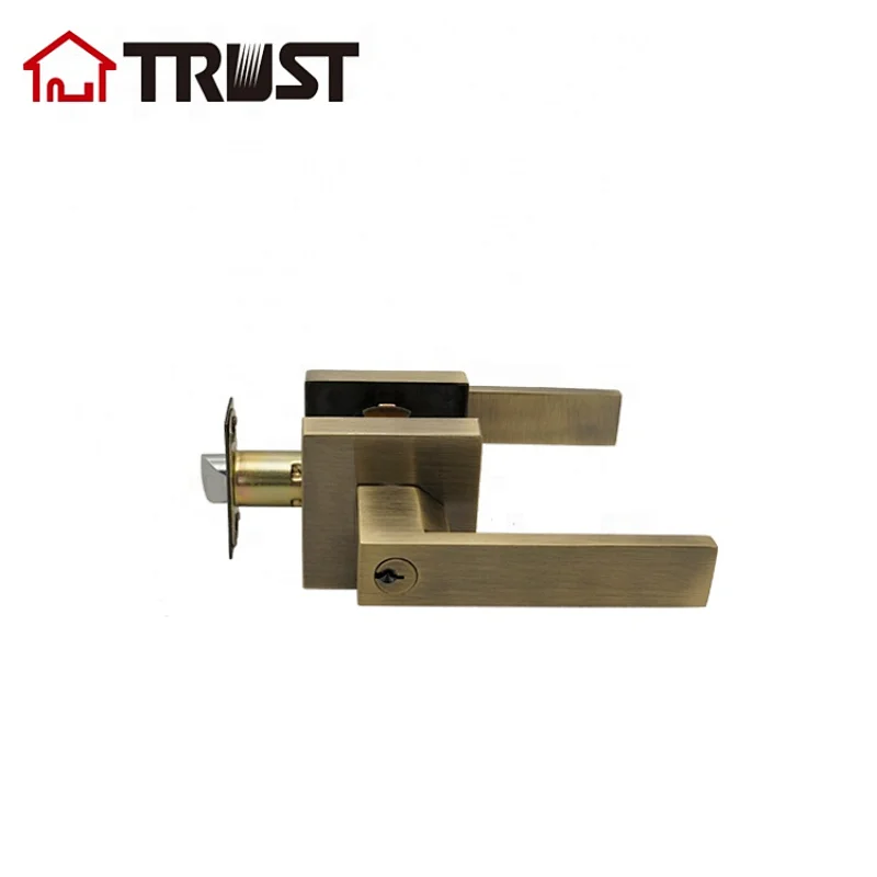 TRUST 6911-AB  Grade 3 Heavy Duty Square Rose Entry Lever Handle By Antique Brass Finish