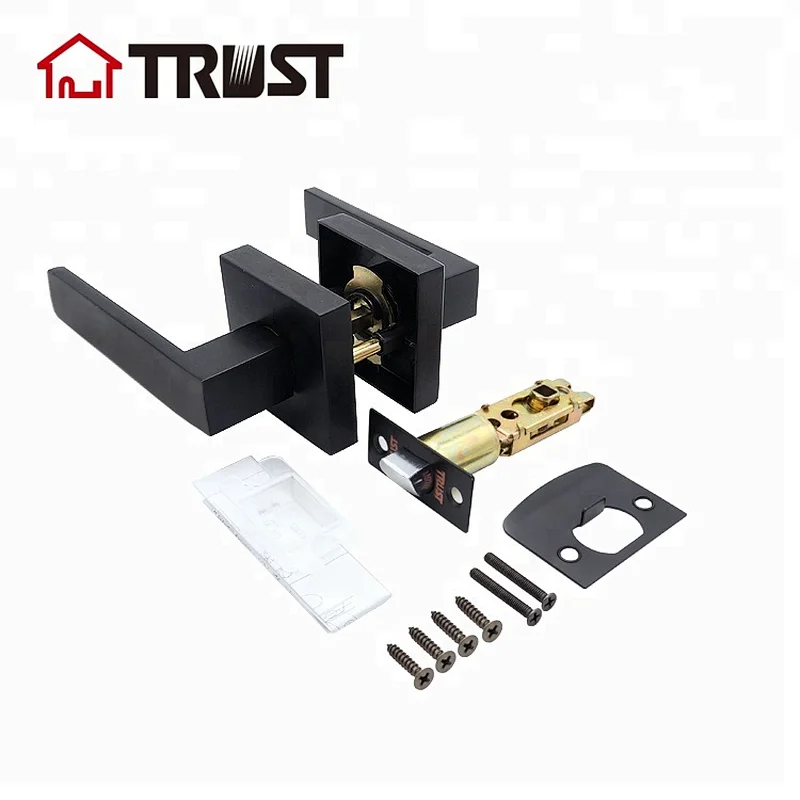 TRUST 6913-MB Tubular Lever Handle Interior Doors Matte Black Passage function Heavy Futy Door Lock