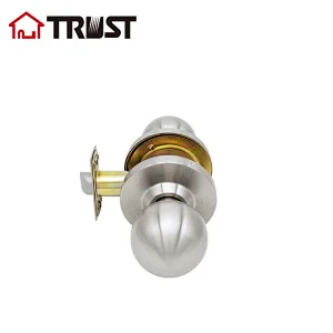 TRUST 4373-SS ANSI Grade 2 Commercial Heavy Duty Cylindrical Knob lock Interior Door Lock Set Passage Door Knob Handles