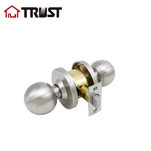 TRUST 4373-SS ANSI Grade 2 Commercial Heavy Duty Cylindrical Knob lock Interior Door Lock Set Passage Door Knob Handles