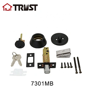 华信7301-MB 黑色不锈钢呆锁闭锁单头门锁辅助锁圆形锁盖 厂家批发