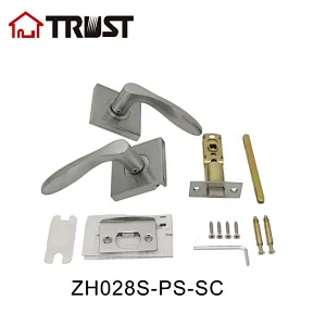 Hall/Closet Lever Handle Lock Satin Chrome Finish--Heavy Duty Door Lock Handle in Silver for Passage Door,ZH028S PS -SC