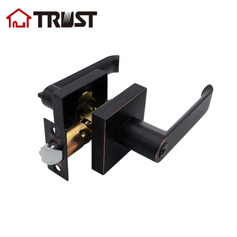 TRUST 6931-RB Grade 3 Heavy duty Tubular Door Handle Black Door Lock In Oil Rubbed Bronze