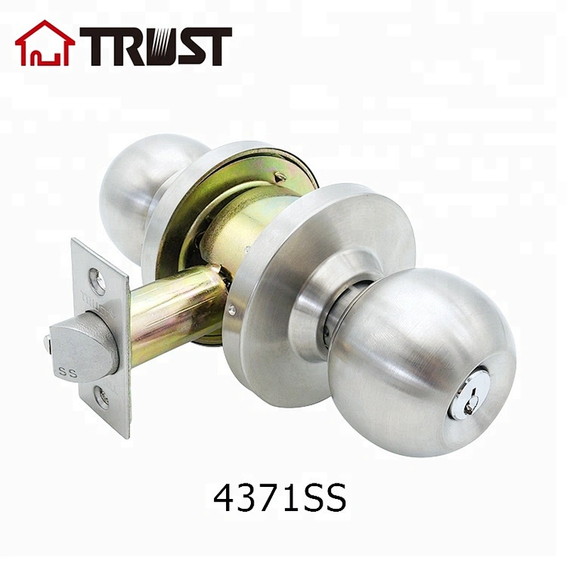 华信4371SS 美标二级铜芯圆柱锁利球形锁 不锈钢房门球锁卫浴门锁