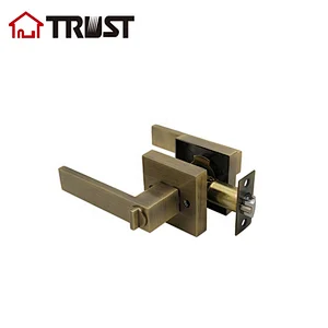 TRUST 6911-AB  Grade 3 Heavy Duty Square Rose Entry Lever Handle By Antique Brass Finish
