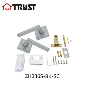 ZH036 S-BK-SC Polished Chrome Door Knobs Privacy Function Without Keys, Bedroom Bathroom Door Knobs Interior for Left or Right Handed Doors, Modern Door Levers