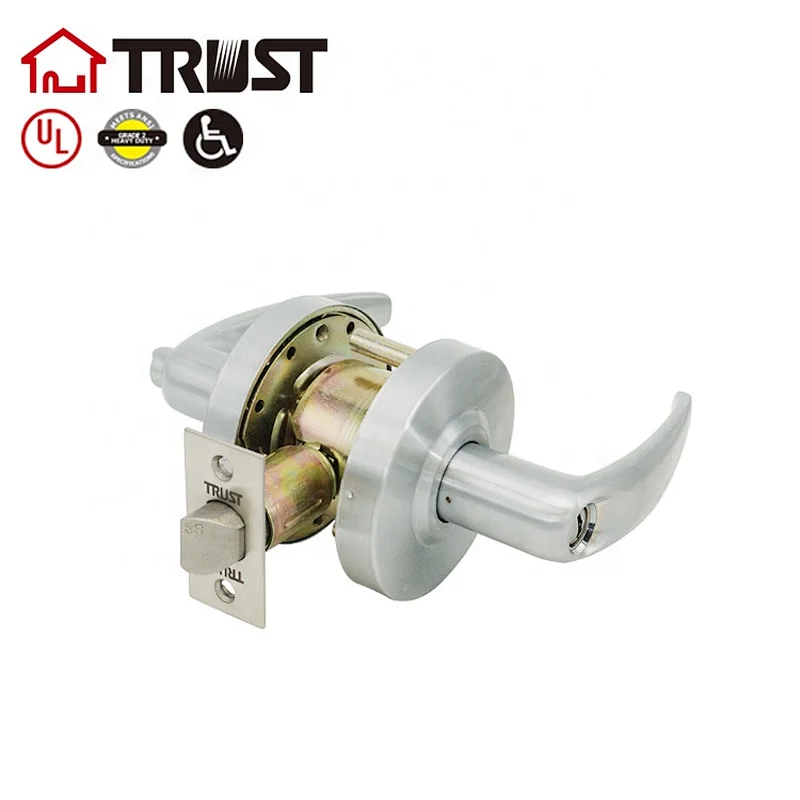 TRUST 4512-SC Master Lock SLCHPG26D Heavy Duty Lever Style, Grade 2 Commercial Bathroom Door Lock, Satin Chrome