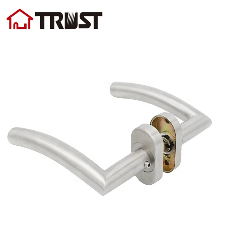TRUST TH005-SS-OV Satin Nickel  Euro Door Lever With Oval Cylinder Cover