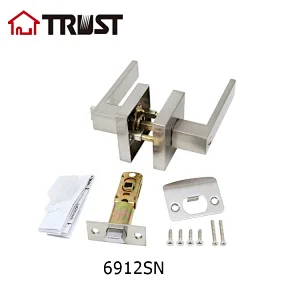 TRUST 6912-SN  Grade 3 Zinc Alloy Lever Tubular Latch Privacy Bathroom Door Handle Lock