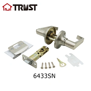 TRUST 6433-SN  Hot Sell Grade 3 Residential Tubular Door Lock In Satin Nickel Finish Passage Lever Lock