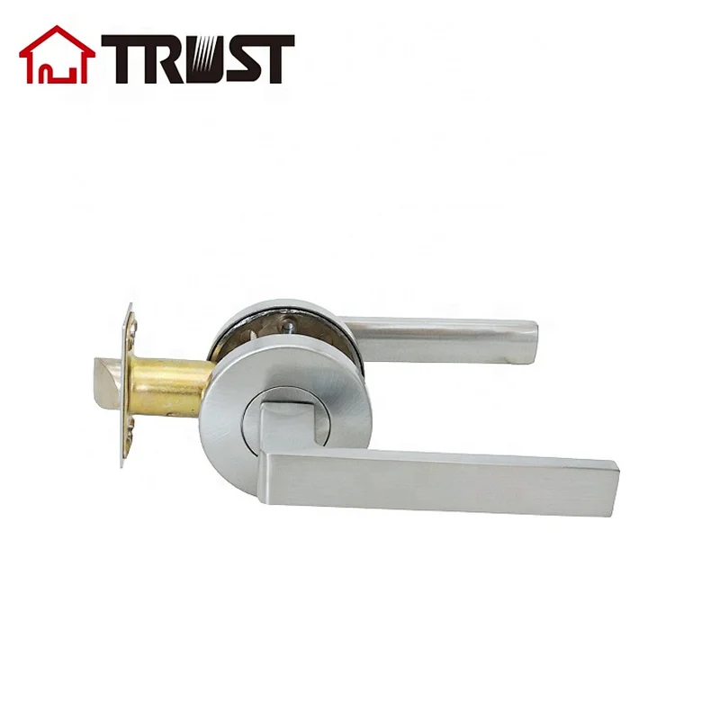 Hall/Closet Lever Handle Lock Satin Chrome Finish--Heavy Duty Door Lock Handle in Silver for Passage Door,ZH038-PS-SC