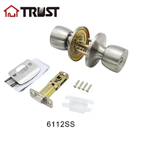 TRUST 6112-SS ANSI Grade 3 Tubular  Door Lock Bathroom Satin Nickel Knob Lock
