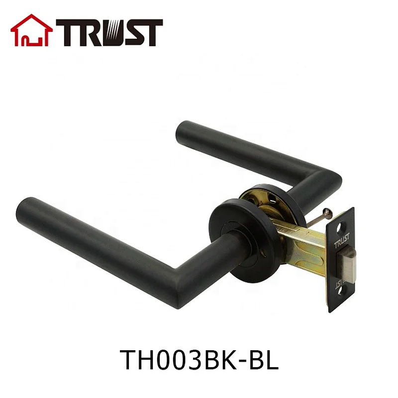 TRUST TH003-BL-BK  Bathroom Tube Lever Handle Privacy Door Lock Black Color Handle