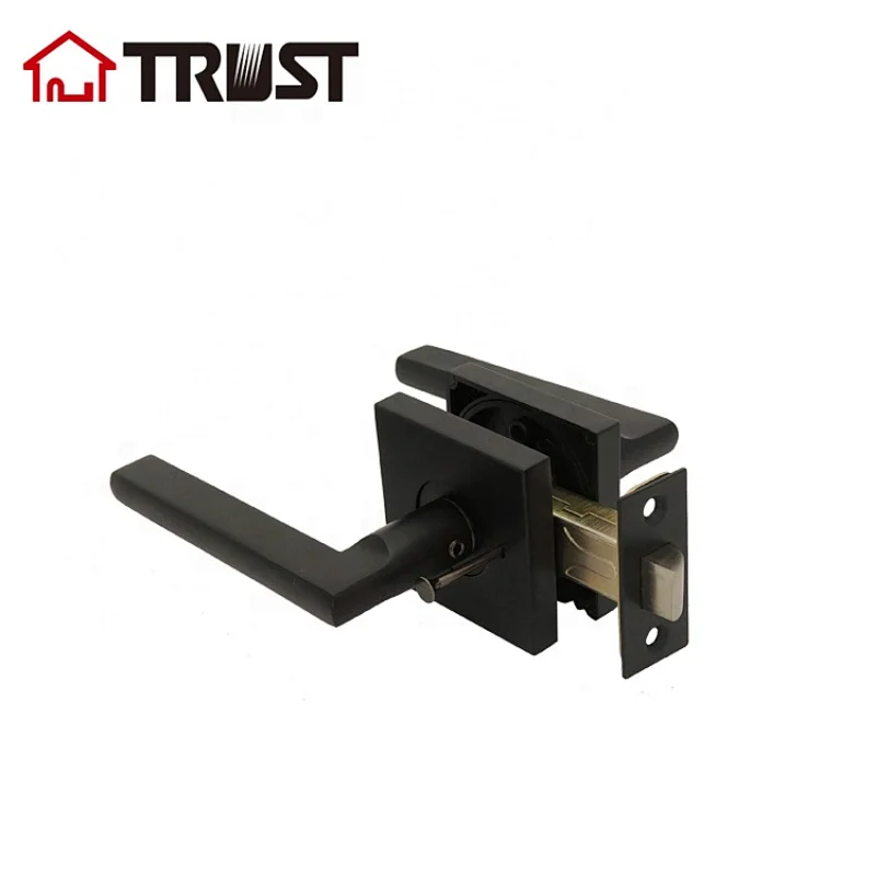 TRUST ZH036S-BK-MB Black Door Knobs Privacy Function Without Keys, Bedroom Bathroom Door Knobs Interior for Left or Right Handed Doors, Modern Door Levers