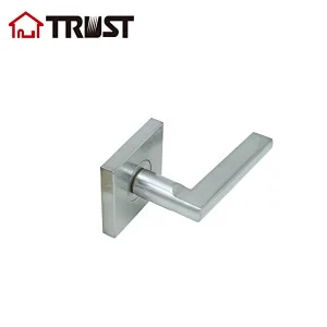 TRUST ZH036 S-DM-SC Square Dummy Door Levers Satin Chrome, Heavy Duty Door Lock Hardware,One-Side